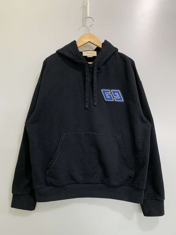 【中古品】【メンズ】  GUCCI グッチ 761574 XJFXN GG LOGO SWEAT HOODIE ティーシャツパーカー 141-260503-AS-42-時間 大きさ：L 色合い：黒いこと 未来永劫Net店