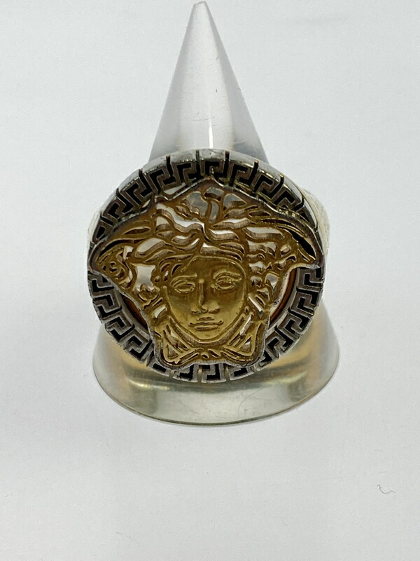 【中古品】【メンズ】  VERSACE ヴェルサーチェ MEDUSA RING メドゥーサ 輪っか 添え物 指環 182-260505-em-14-時間 大いさ：19 色合い：ゴールド/しろがね色 19号 生生世世Net店