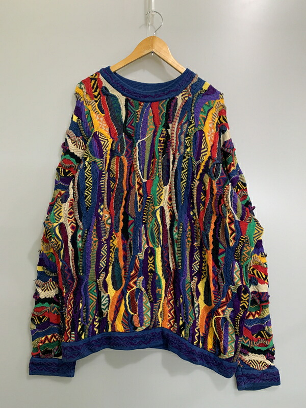 【中古品】【メンズ】  COOGI クージー 90S 3D KNIT 編み物 146-260508-AS-65-時間 大いさ：1XL 色合い：マルチ色合い 生生世世Net店