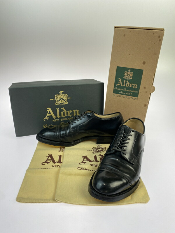 【中古品】【メンズ】  ALDEN オールデン 56251 BLACK CORDOVAN CAP TOE ストレートチップシューズチップシューズ 164-260509-zi-20-時間 色つや：黒いこと 生生世世Net店