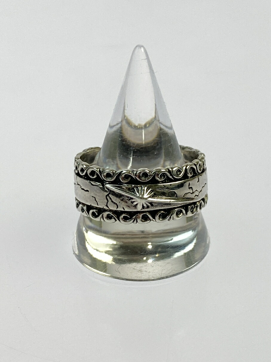 【中古品】【メンズ】  SAAD 三塁ベース SV925 お天道様神 唐草飾りつけ 輪っか 191-260509-zi-26-時間 色つや：しろがね色 24.5号 生生世世Net店