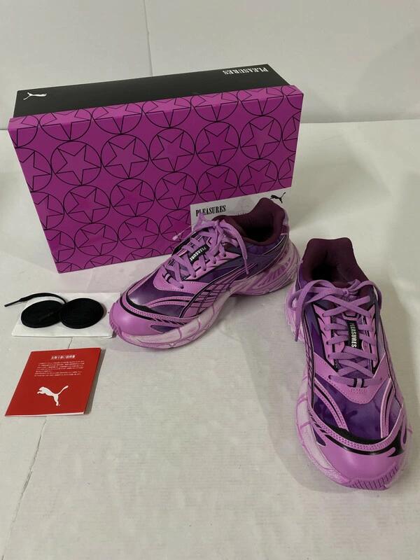 【中古美品】【メンズ】  PUMA×PLEASURES ピューマ プレジャーズ VELOPHASIS OVERDYED 391696-01 ベロファシス オーバーダイド 靴 シューズ スニーカー SNEAKER 162-260513-KS-16-時間 大きさ：26.糎 US8 色つや：GRAPE WINE/MAUVE POP 生生世世Net店