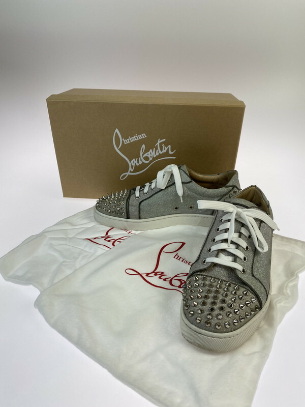 【中古品】【メンズ】  CHRISTIAN LOUBOUTIN クリスチャンルブタン SEAVASTE 2 ORLATO FLAT GLITTER SUNSET 1191293 シーバスト2 滑っこい グリッター サン書き割り スニーカー 183-260515-yn-02-時間 大きさ：42 色つや：しろがね色/薄墨色 生生世世Net店