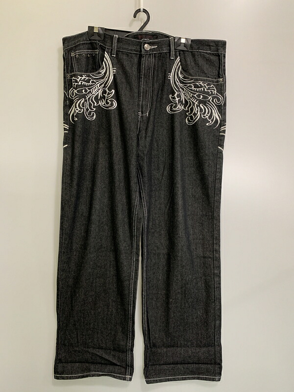 【中古品】【メンズ】  RED APE レッドエイプ 刺しゅう BAGGY DENIM PANTS バギーデニムパンツ 157-260516-zi-25-時間 大きさ：44 色つや：黒いこと 生生世世Net店