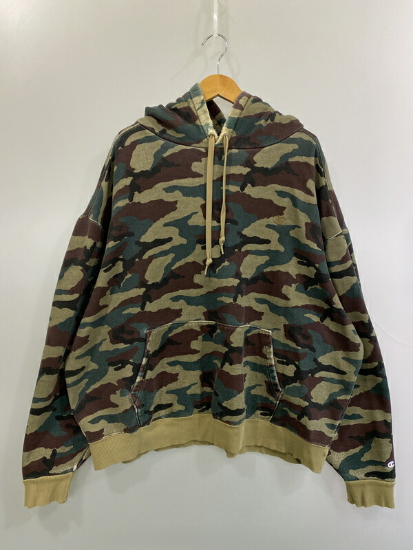 【中古品】【メンズ】  CHAMPION はやりっ児 HEAVY HEAVY WEIGHT HOODIE CAMO 甚だしい 甚だしい 加重値 フーディ 家鴨 メンズ トップス パーカー 148-260521-em-21-時間 大きさ：XL 色合い：カーキ系（家鴨） 未来永劫Net店