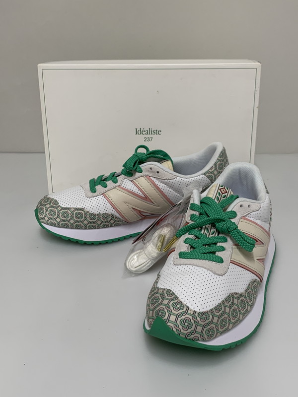 【中古品】【メンズ】 NEW BALANCE ニューバランス &times; CASABLANCA カサブランカ MS237CBA 237 MONOGRAM モノグラム スニーカー メンズ シューズ 靴 162-260521-em-46-min サイズ：27.5cm カラー：ホワイト/グリーン/ピンク 万代Net店｜万代Net店