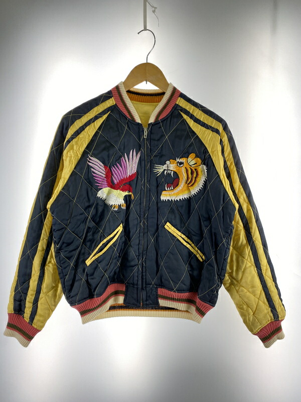 【中古品】【メンズ】  CABCLOTHING キャブクロージング RAYON REVERSIBLE SUKAJAN 人絹 リヴァーシブル スカジャン アウター 145-260527-yn-30-時間 大きさ：M 色つや：黒いこと/黄色 生生世世Net店