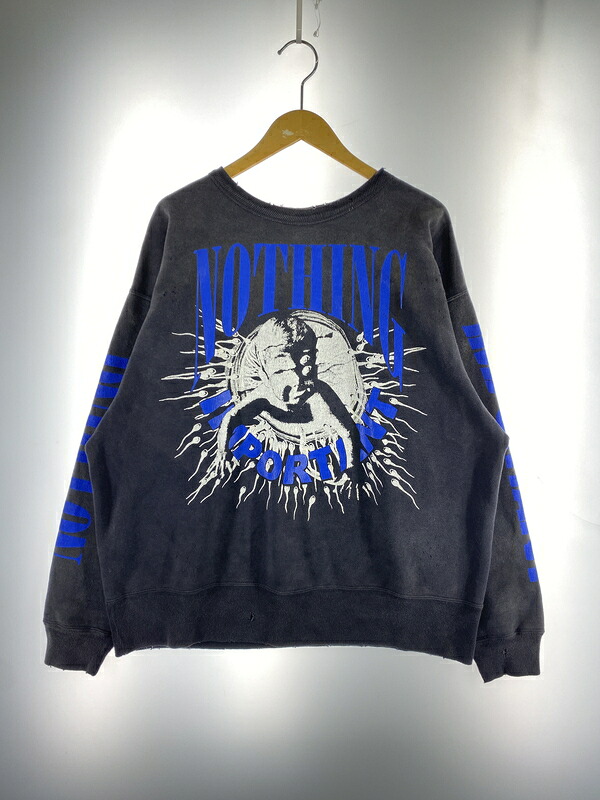 【中古美品】【メンズ】  SAINT MICHAEL 仙マイケル 24AW NOTHING IMP KK_CRW SWT SM-YS1-0000-C36 クルーネックスウェット 調教師 トップス 140-260527-yn-22-時間 大きさ：L 色合い：うす暗い薄墨色 未来永劫Net店
