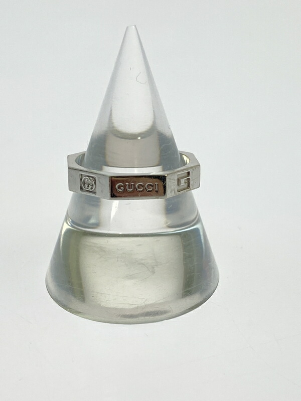 【中古品】【メンズ/レディース】  GUCCI グッチ K18WG ロゴタイプ8 輪っか オクタゴナル 指環 添え物 182-260527-yn-13-時間 大いさ：11 色合い：しろがね色 生生世世Net店