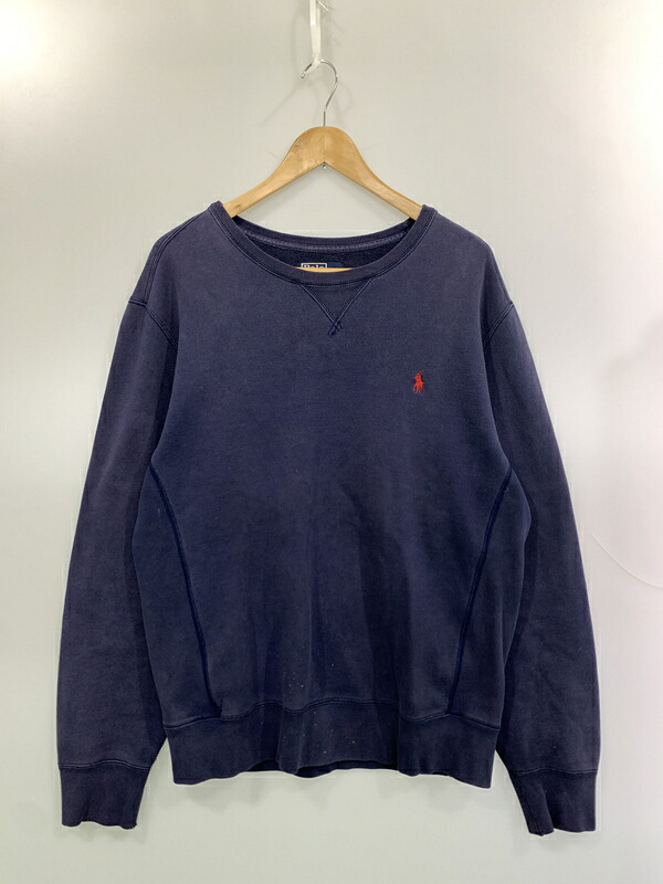 【中古品】【メンズ】  POLO RALPH LAUREN ポロラルフローレン 90S PONY LOGO SWEATSHIRT 汗水 調教師 146-260531-AS-20-時間 大きさ：M 色つや：米国海軍 生生世世Net店