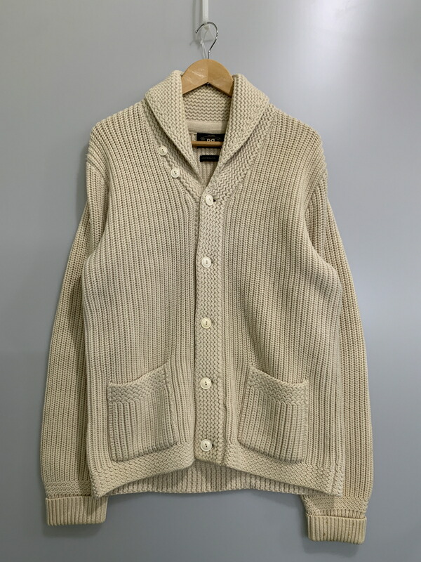 【中古品】【メンズ】  RRL ダブルアールエル SHAWL COLLAR KNIT CARDIGAN 編み物ジレー 145-260604-AS-47-時間 大いさ：L 色合い：ベージュ 生生世世Net店