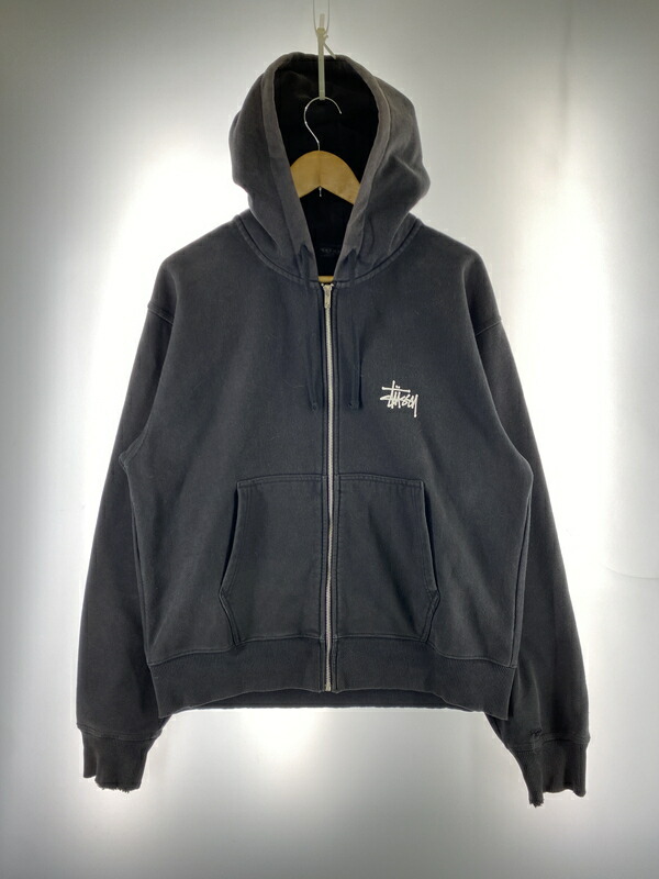 【現況乗り合い船品】【メンズ】  STUSSY ステューシー STOCK LOGO LS ZIP UP PARKA フルジップパーカー 142-260604-AS-4-時間 大きさ：L 色合い：黒いこと 未来永劫Net店