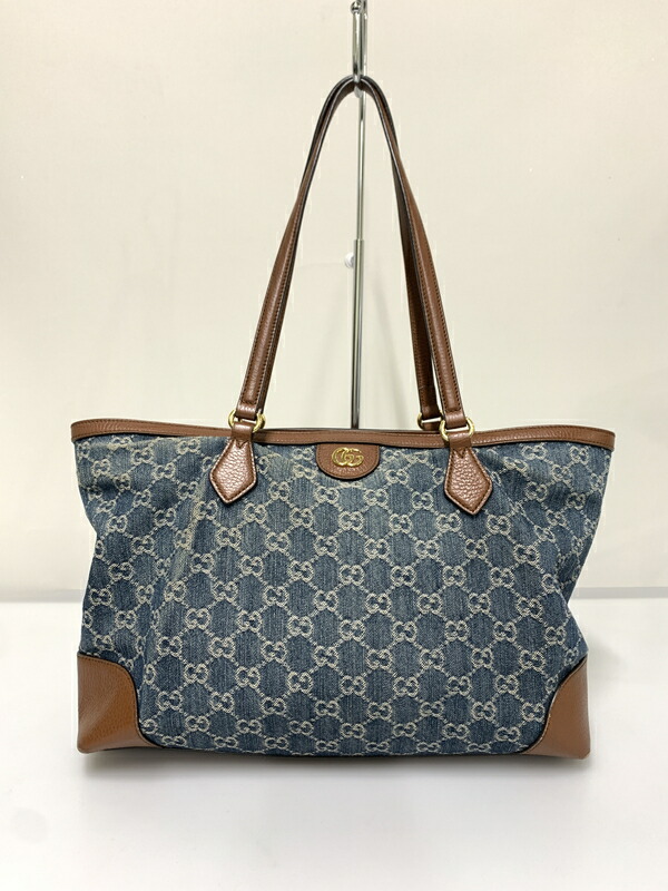 【中古品】【レディース】  GUCCI グッチ 631685 オフィディア GGジーンズ 並み並み トートバッグ 袋 180-260607-AS-1-時間 色つや：インディゴ/赤銅色 生生世世Net店