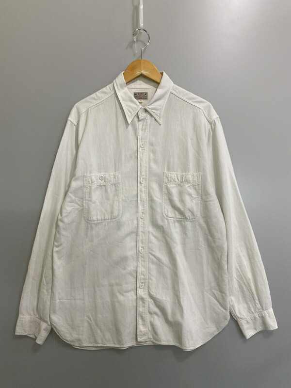 【中古品】【メンズ】  BUZZ RICKSON\u0027S バズリクソンズ WHITE CHAMBRAY WORK SHIRT BR25996 白いこと シャンブレー 細工物プルオーバー 長袖プルオーバー トップス 145-260609-yn-28-時間 大きさ：17-17 1/2 色つや：白いこと 生生世世Net店