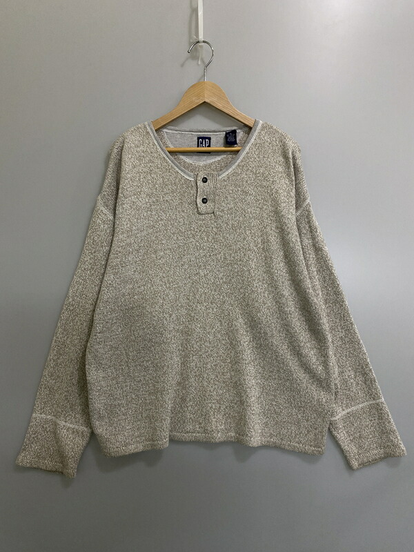 【中古品】【メンズ】  OLD GAP 年寄りの隔たり HENRY-NECK CUT AND SEW ヘンリーのど首 カットソー トップス 146-260609-yn-33-時間 大きさ：M 生生世世Net店