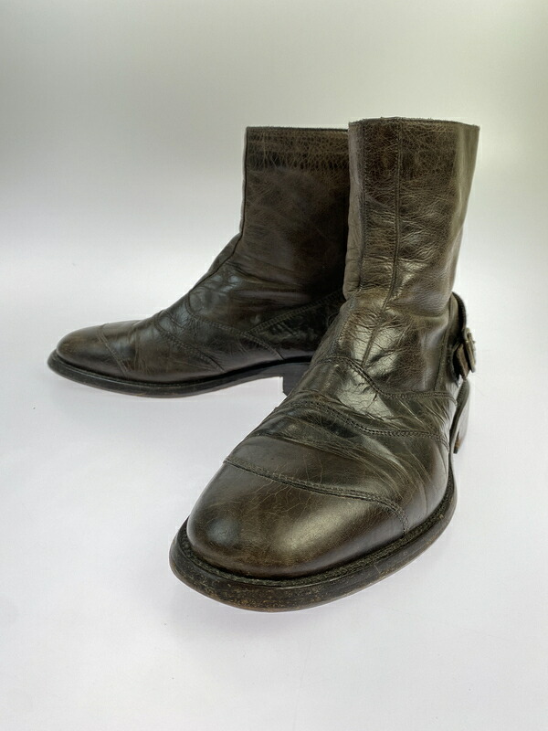 【現況乗り合い船品】【メンズ】  BELSTAFF 呼びりん原材料 ZIP LEATHER BOOTS ジップ なめし革ブーツ 靴 164-260611-yn-07-時間 大きさ：43 色合い：赤銅色系 未来永劫Net店