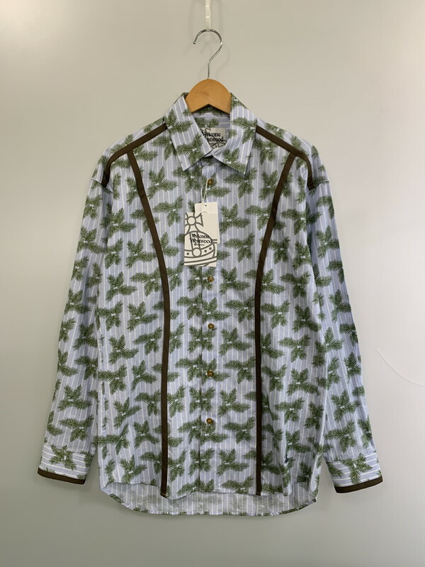 【中古美品】【メンズ】  VIVIENNE WESTWOOD ヴィヴィアンウエストウッドマン MAN LS PIPING SHIRT ロングスリーブパイピングシャツ 総柄 長袖プルオーバー 141-260611-kt-10-時間 大きさ：44 色合い：マルチ色合い 未来永劫Net店