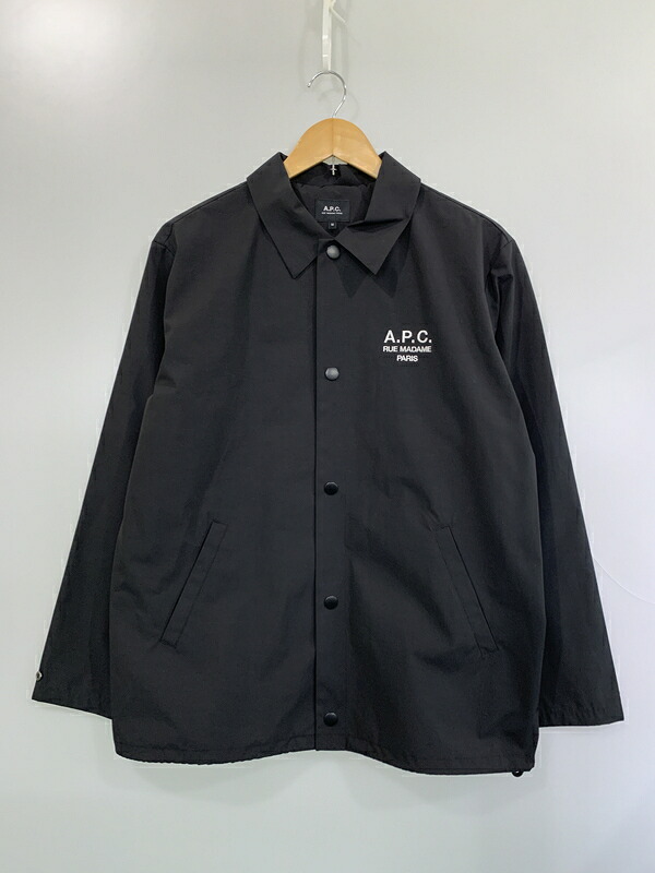 【中古品】【メンズ】  A.P.C. アーペーセー NYLON COACH JACKET ナイロン コーチ職 上衣 アウター 141-260618-jt-22-時間 大きさ：M 色合い：黒いこと 万劫末代Net店