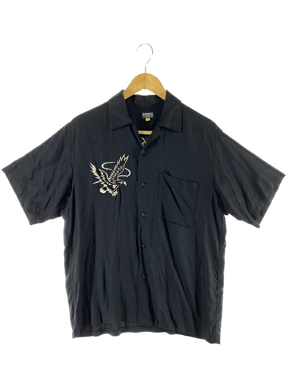 【中古品】【メンズ】 TOYO ENTERPRISE 東洋エンタープライズ S/S SUKA RAYON SHIRT TT31748 ショートスリーブ スカ レーヨンシャツ 鷲刺繍 半袖シャツ トップス 145-260701-yn-23-min サイズ：M カラー：ブラック 万代Net店｜万代Net店