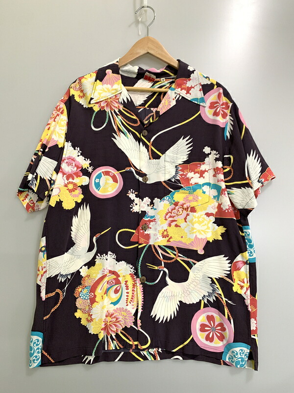 【中古品】【メンズ】 SUN SURF RAYON S/S SPECIAL EDITION JAPANESE BAZAAR THE CRY OF CRANE SS38679 レーヨン 半袖 鶴 アロハシャツ 145-260717-em-10-min サイズ：M カラー：マルチカラー 万代Net店｜万代Net店