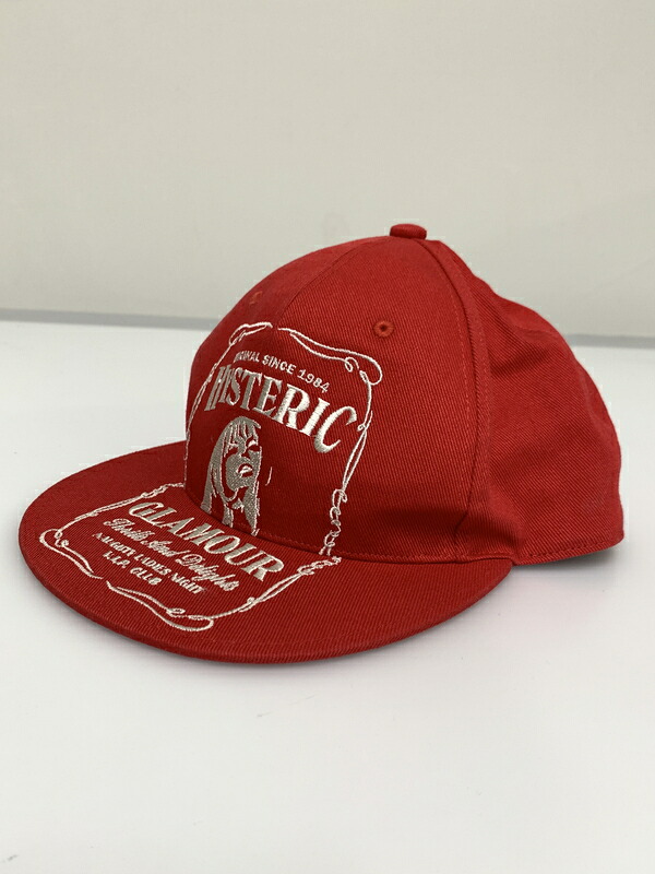 【中古品】【メンズ】 HYSTERIC GLAMOUR ヒステリックグラマー CAP キャップ 帽子 刺繍 185-260723-em-21-min サイズ：FREE カラー：レッド 万代Net店｜万代Net店