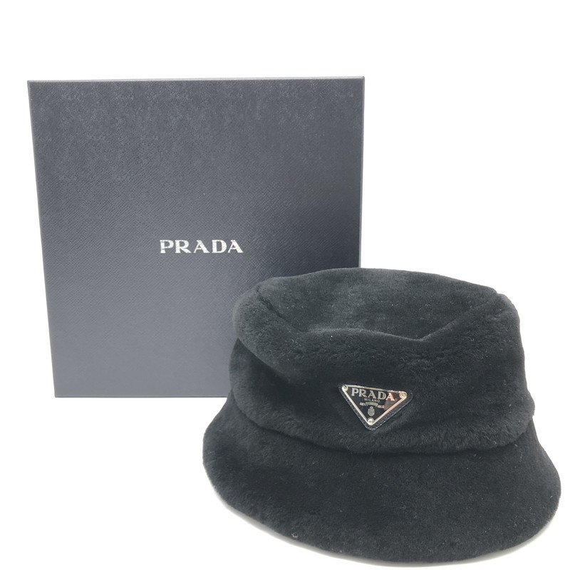 【中古美品】【メンズ】 PRADA プラダ ノべルティ バケットハット トライアングルロゴ バケハ 帽子 183-260420-sy-01-otoh サイズ:M カラー:ブラック 万代Net店|万代Net店