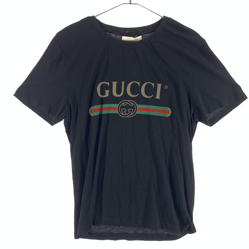 【中古品】【メンズ】  GUCCI グッチ ヴィンテージ ロゴタイプ 刷り上げる ティーシャツ 147-260507-sy-02-otoh 色つや：黒いこと系 生生世世Net店