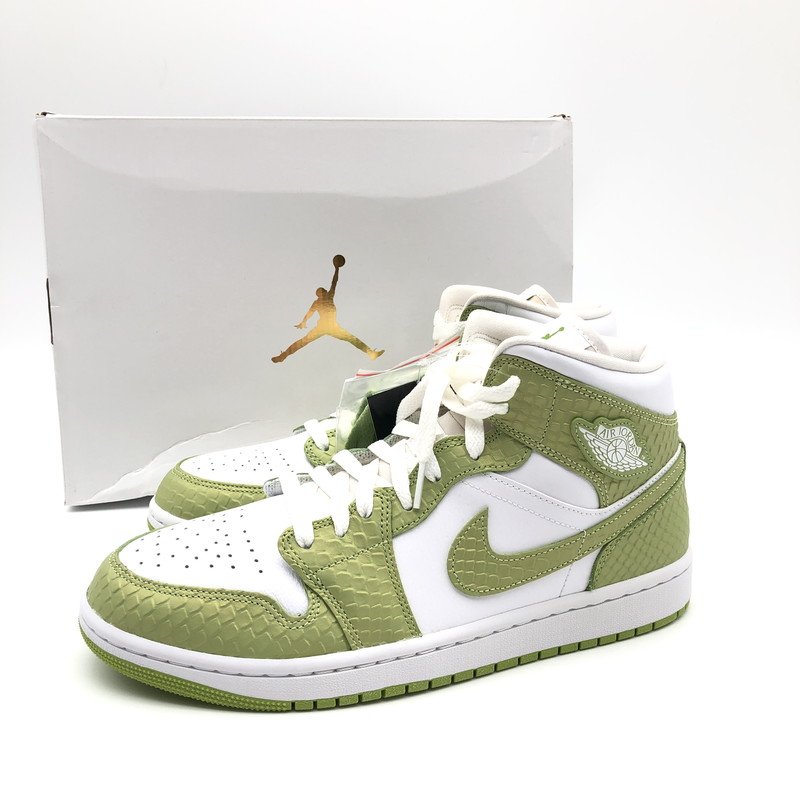 【中古美品】【レディース】 Nike Women's Air Jordan 1 Mid SE Green Python DV2959-113 ナイキ ウィメンズ エアジョーダン 1 ミッド SE 160-260604-sm-03-otoh カラー：ホワイト ビビッドグリーン 万代Net店｜万代Net店