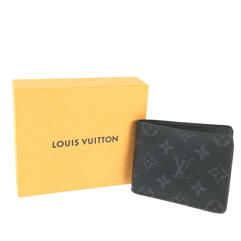 【中古品】【メンズ】 LOUIS VUITTON ルイ・ヴィトン ポルトフォイユ・スレンダー モノグラム エクリプス M62294 二つ折り財布 179-240531-mo-15-tag カラー：ブラック/グレー 万代Net店