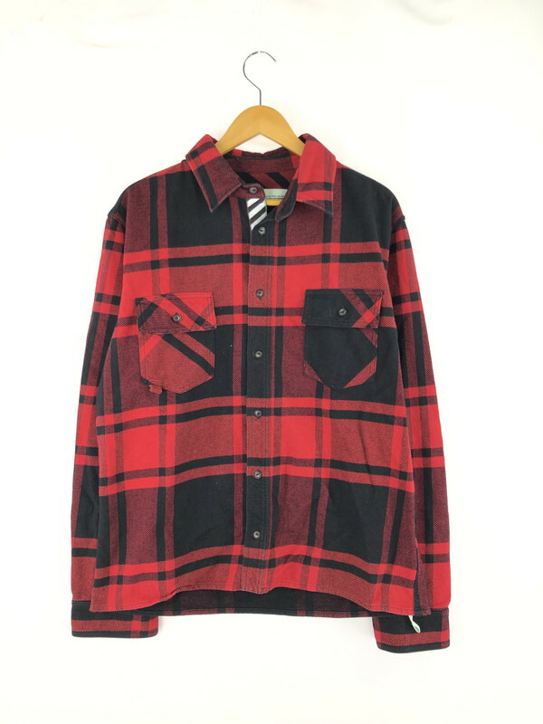 【中古品】【メンズ】 OFF-WHITE オフホワイト STENCIL FLANNEL SHIRT OMGA060R19C08015 ステンシル フランネルシャツ 長袖 トップス 142-250328-yk-04-tag サイズ：XL カラー：ブラック/レッド 万代Net店
