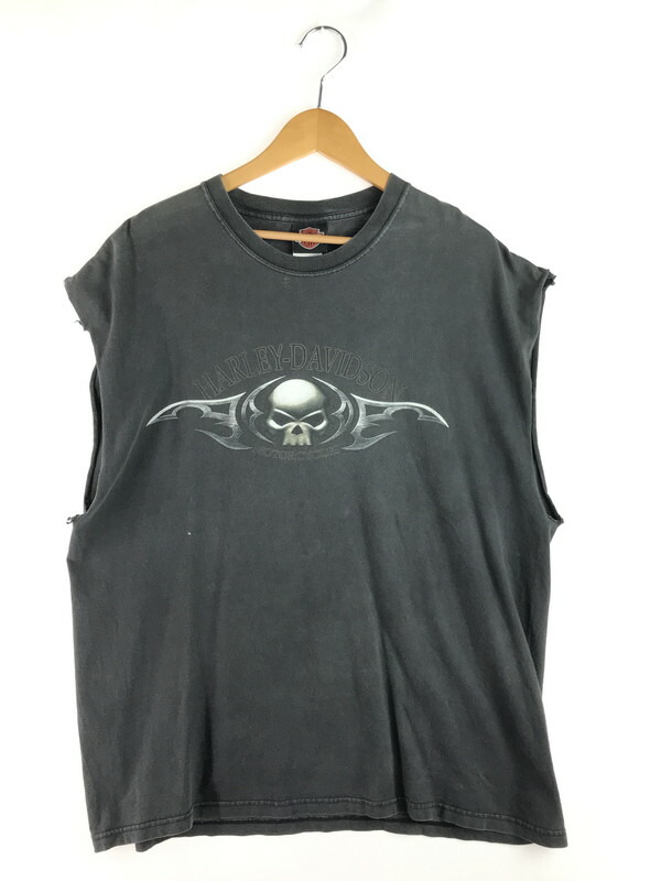 【中古品】【メンズ】 HARLEY DAVIDSON ハーレーダビッドソン 00's SKULL NOSLEEVE CUSTOM 2000年代 スカル ノースリーブ カスタム ランニングシャツ トップス ヴィンテージ 146-250814-rt-04-tag サイズ：XL カラー：チャコールグレー 万代Net店
