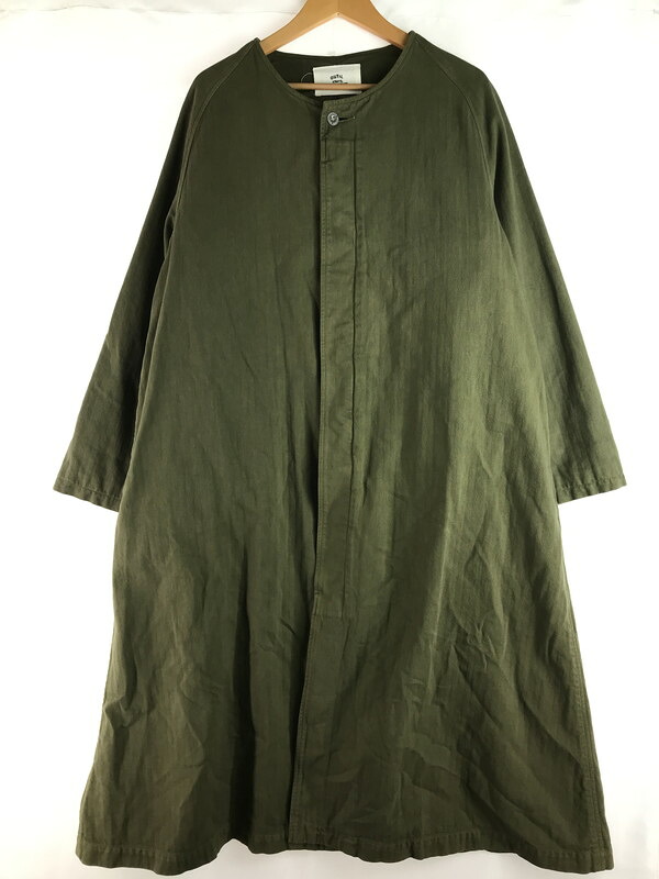 【中古品】【メンズ】  OUTIL ウティ 21AW HERRINGBONE NOCOLOR LONG COAT 21秋冬 ヘリンボーンノーカラーロングコート アウター 140-250820-rt-07-tag 大いさ：1 色合い：カーキ 生々世々Net店 メンズファッション-コート・ジャケット