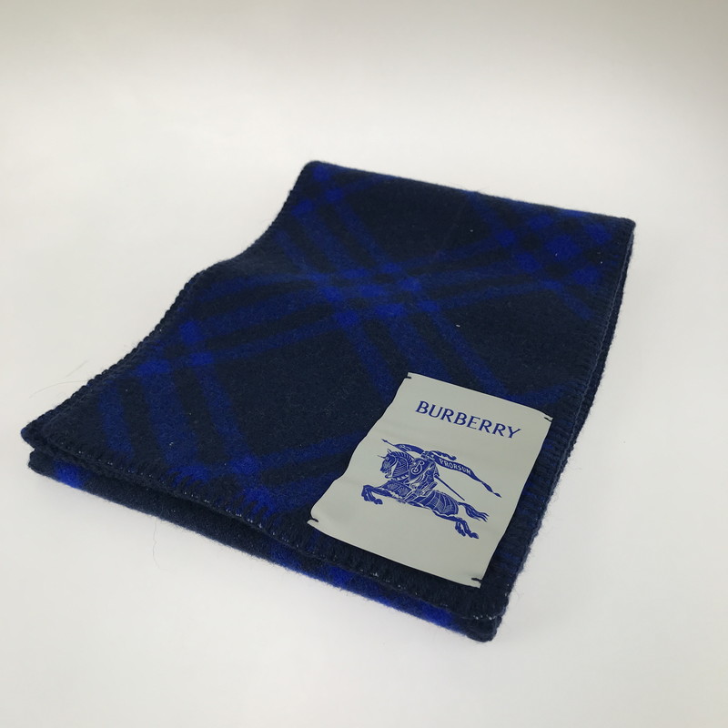百貨店SALE 10%OFF~【中古品】【メンズ】 BURBERRY バーバリー CHECK WOOL SCARF 8079249 読み合わせる 羊毛えり巻き 183-250918-rt-10-tag 色合い：青色 未来永劫Net店