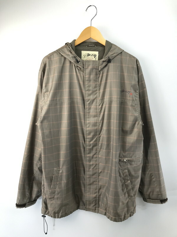 【中古品】【メンズ】 STUSSY ステューシー AUTHENTIC GEAR オーセンティック ギア CHECK NYLON MOUNTAIN JACKET チェックナイロン マウンテンジャケット 142-251121-rt-16-tag サイズ：L カラー：ブラウン 万代Net店