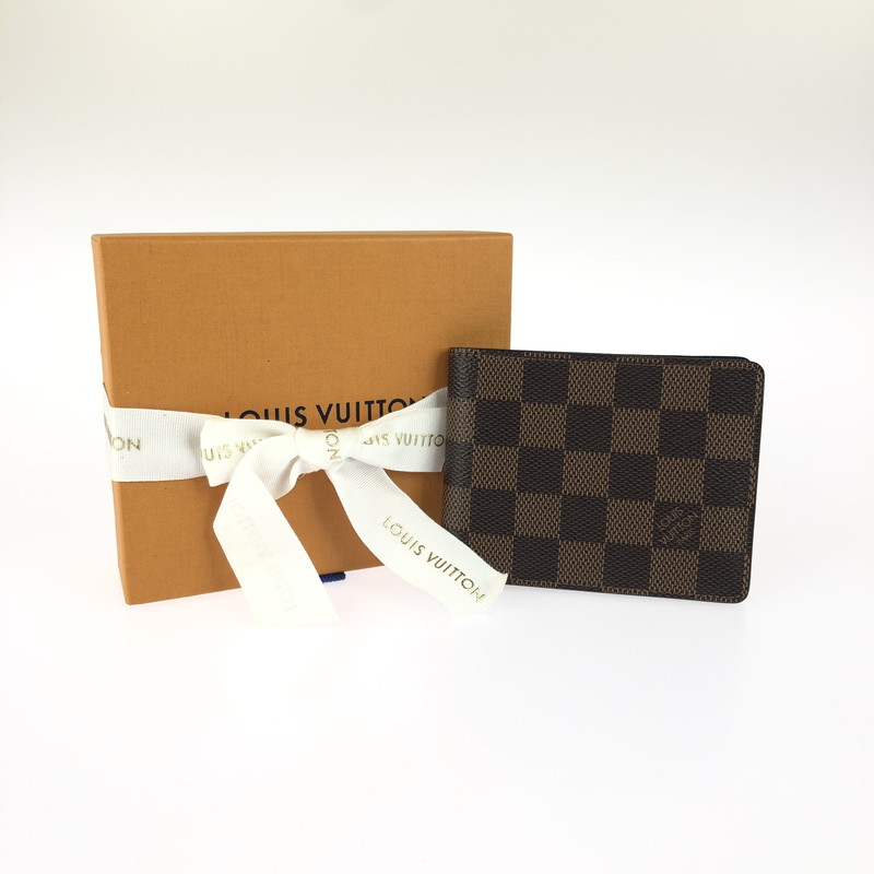 【中古品】【メンズ】 LOUIS VUITTON ルイ・ヴィトン ダミエ ポルトフォイユ スレンダー N61208 二つ折り札入れ 179-260118-na-13-tag 色合い：エベヌ 生々世々Net店 バッグ・小物・ブランド雑貨-財布・ケース-メンズ財布