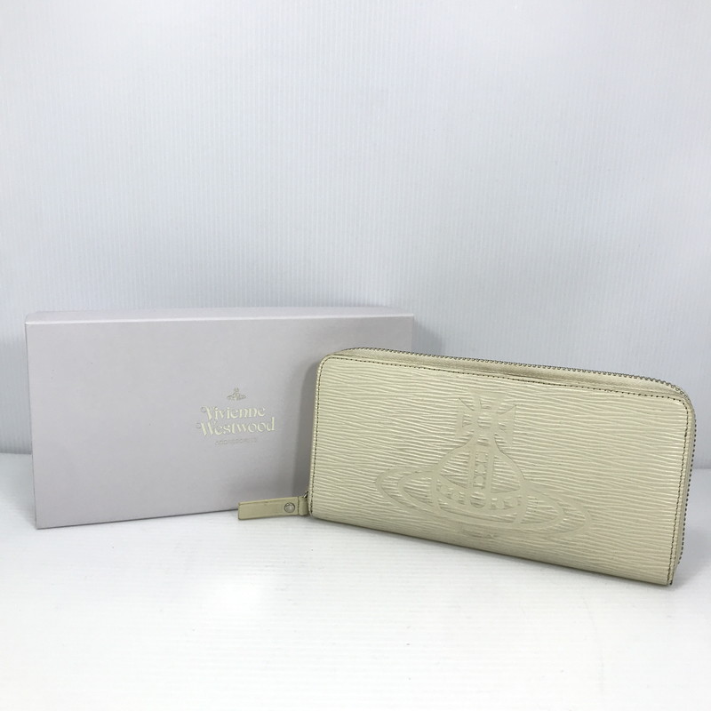 【現状渡し品】【レディース】 Vivienne Westwood ヴィヴィアンウエストウッド ROUND ZIP WALLET VWK845 ラウンドジップ ウォレット 長財布 200-260118-na-03-tag カラー：ホワイト 万代Net店