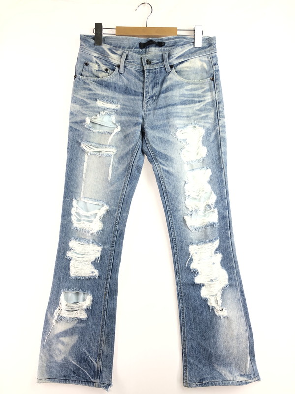 【中古品】【メンズ】 MIDAS 9 ミダス ナイン CRUSH FLARE DENIM PANTS 310613 クラッシュ フレア デニム パンツ 157-260211-rt-10-tag サイズ：46 カラー：ライトインディゴ 万代Net店