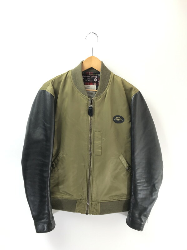 【中古品】【メンズ】 Softmachine ソフトマシーン PEBELS JK LEATHER MA-1 エベルス ジャケット レザー MA-1 142-260212-rt-10-tag サイズ：L カラー：カーキ 万代Net店
