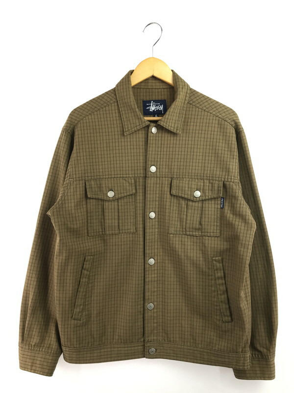 【中古品】【メンズ】 OLD STUSSY オールドステューシー 90'S CHECK TRACKER JACKET 90年代 チェック トラッカージャケット 紺タグ USA製 ライトアウター 142-260224-na-19-tag サイズ：L カラー：ブラウン系 万代Net店｜万代Net店