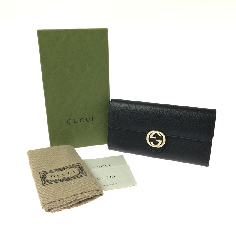 【中古品】【レディース】 GUCCI グッチ インターロッキングG ロングウォレット 615524  長紙入れ 181-260301-na-12-tag 色合い：黒いこと 万劫末代Net店