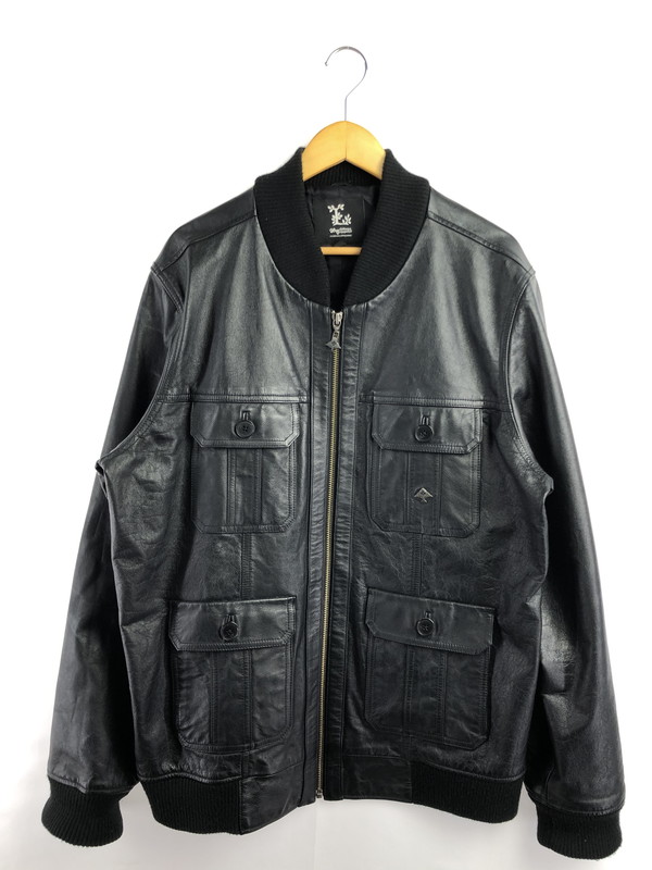 【中古品】【メンズ】 LRG エルアールジー LEATHER BLOUSON レザー ブルゾン アウター 142-260319-rt-02-tag サイズ：2XL カラー：ブラック 万代Net店