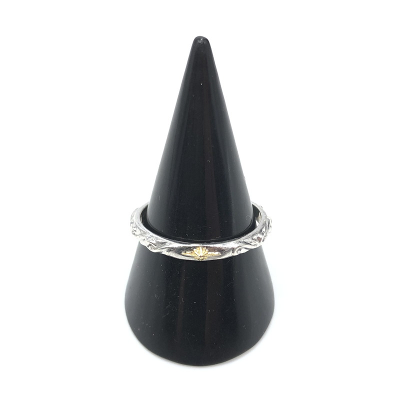 【中古品】【メンズ】  SAAD 三塁ベース SV925 K10 SUN SYMBOL ARABESQUE RING しろがね色 サンシンボル アラベスク 輪っか 指環 添え物 191-260401-na-05-tag 色合い：しろがね色 生生世世Net店