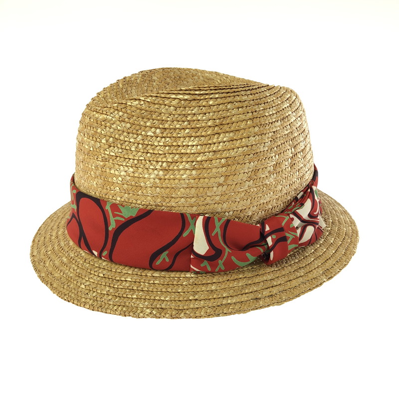 【中古品】【メンズ】 SUN SURF サンサーフ STRAW HAT SS02001 ストローハット 帽子 185-260401-na-16-tag カラー：ベージュ系/レッド 万代Net店