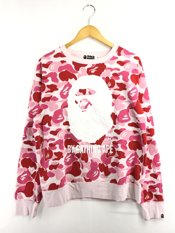 【中古品】【メンズ】 A BATHING APE アベイシングエイプ CREW SWEAT 001ZP1701009M 家鴨柄 労働者の一団のど首 汗水 調教師 142-260403-rt-03-tagh 大きさ：XL 色合い：サクラ色 未来永劫Net店