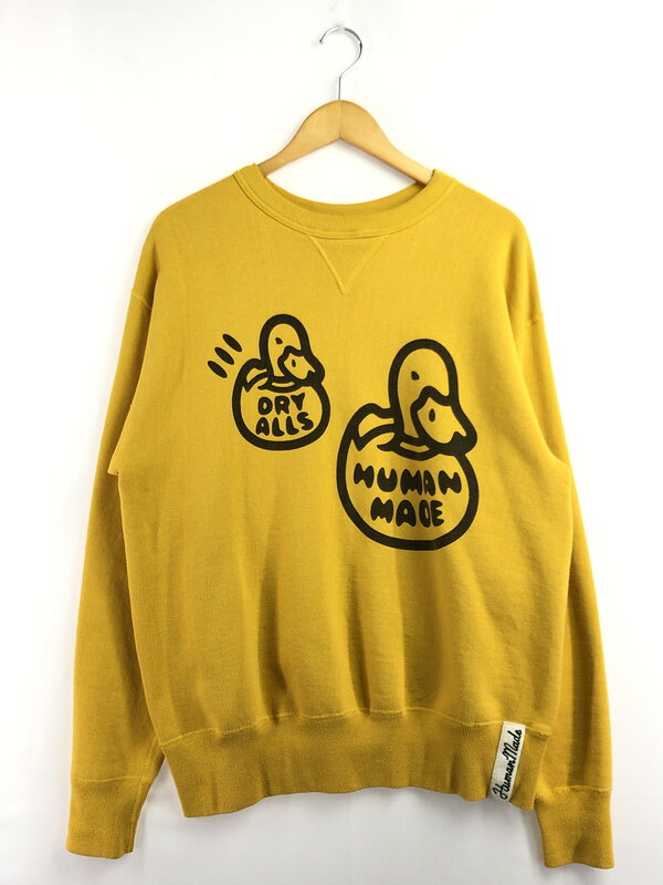 百貨店SALE 10%OFF~【中古品】【メンズ】 HUMAN MADE ヒューマンお手伝いさん DUCK CREWNECK SWEATSHIRT 家鴨 労働者の一団のど首 トレーナー 調教師 トップス 142-260403-rt-02-tagh 大きさ：L 色合い：黄色 未来永劫Net店