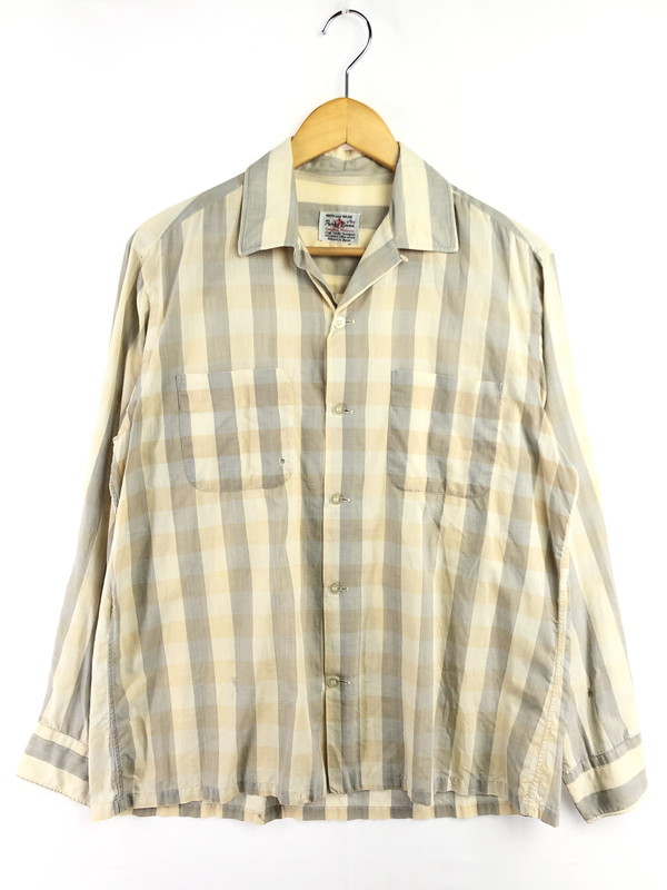 【現状渡し品】【メンズ】 PARK LANE パークレーン 50's OPEN COLLAR SHIRT 50年代 オープンカラー シャツ トップス 146-260404-rt-14-tag サイズ：M カラー：ベージュ 万代Net店