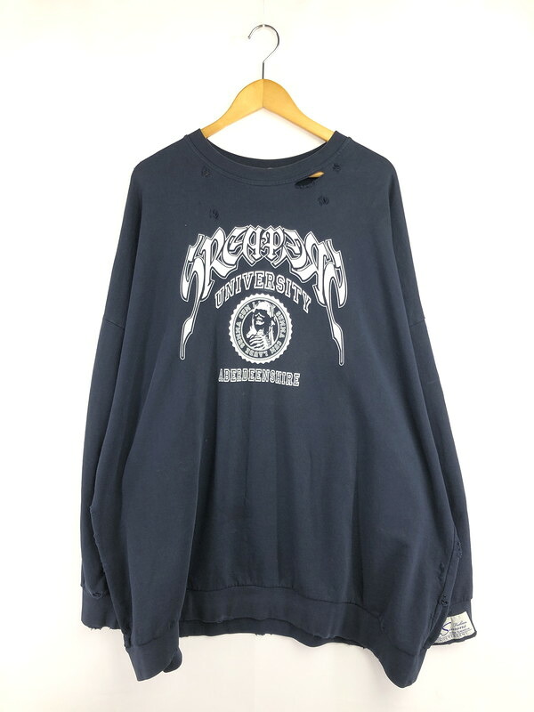 百貨店SALE 10%OFF~【中古品】【メンズ】 RAF SIMONS ラフシモンズ 22SS DESTROYED CREWNECK SWEATSHIRT 221-M167 不都合産業 労働者の一団のど首 トレーナー 調教師 トップス 141-260411-rt-04-tag 色合い：米国海軍 未来永劫Net店