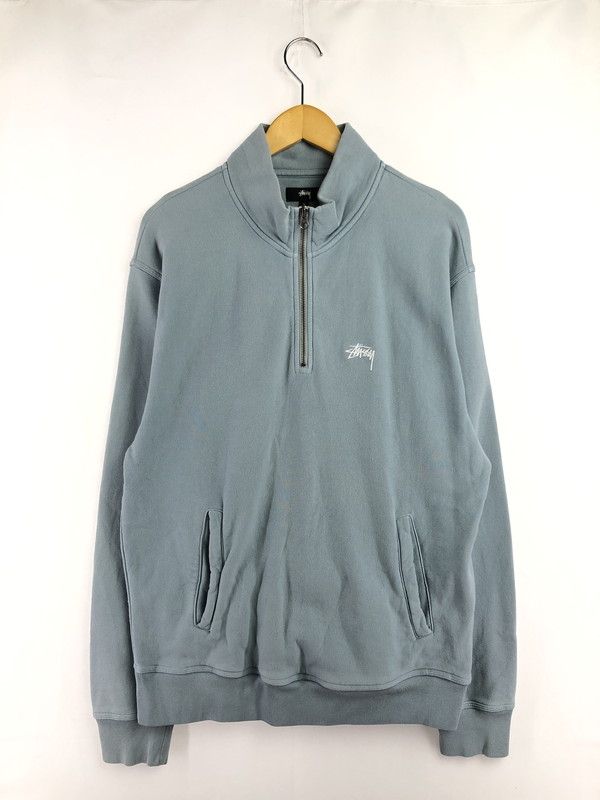 百貨店SALE 10%OFF~【中古品】【メンズ】 STUSSY ステューシー HALF ZIP SWEAT 118418 二分の一 ジップ 汗水 トップス 142-260411-rt-09-tag 色合い：点火装置青色 未来永劫Net店