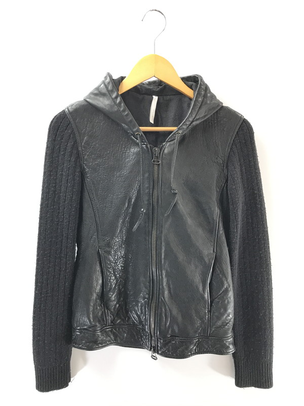 【中古品】【メンズ】 THEE OLD CIRCUS サーカス ARM RIB KNIT HOODED RIDERS JACKET CL-005 手 リブニット フーデッド ライダース 上衣 147-260416-rt-07-tag 大きさ：1 色合い：黒いこと 未来永劫Net店
