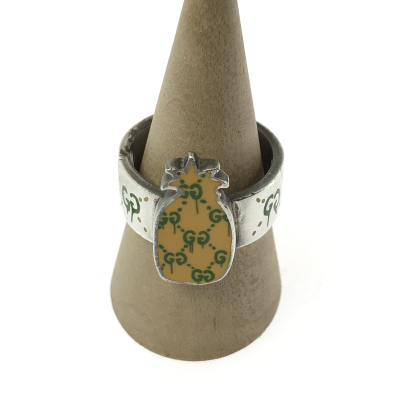 【中古品】【メンズ】 GUCCI グッチ SV925 GG GHOST PINEAPPLE RING 生きすだま パイナップル 輪っか 指環 佩び物 182-260418-na-04-tagh 色合い：しろがね色 未来永劫Net店